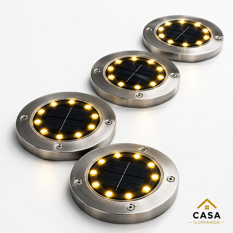 Estaca Solar Pinche casa iluminada  16 Leds X 4 Unidades Cálida Estructura