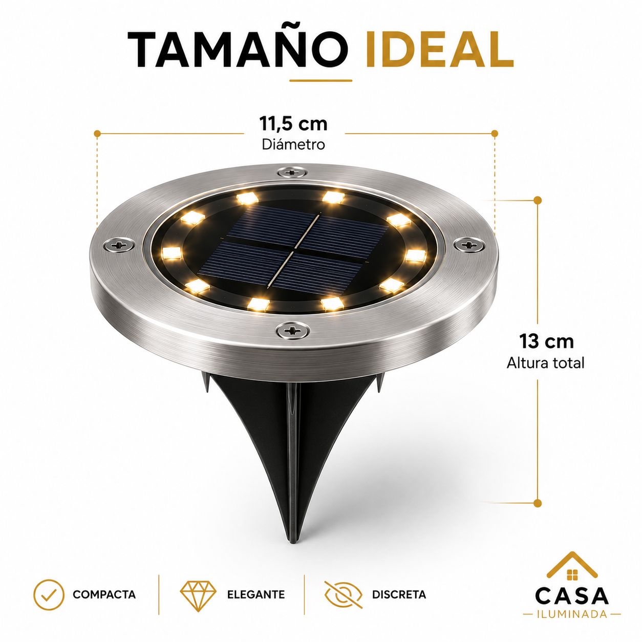 Estaca Solar Pinche casa iluminada  16 Leds X 4 Unidades Cálida Estructura