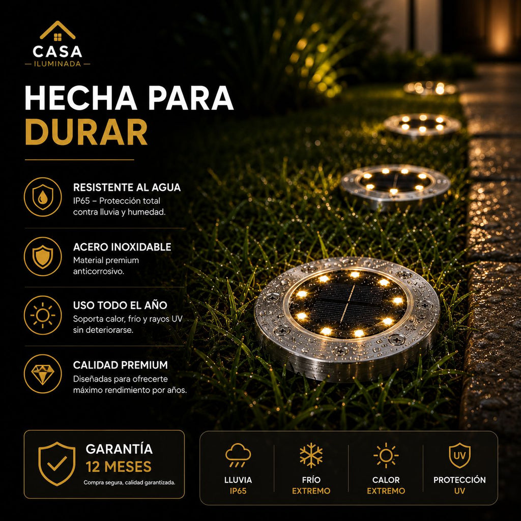 Estaca Solar Pinche casa iluminada  16 Leds X 4 Unidades Cálida Estructura