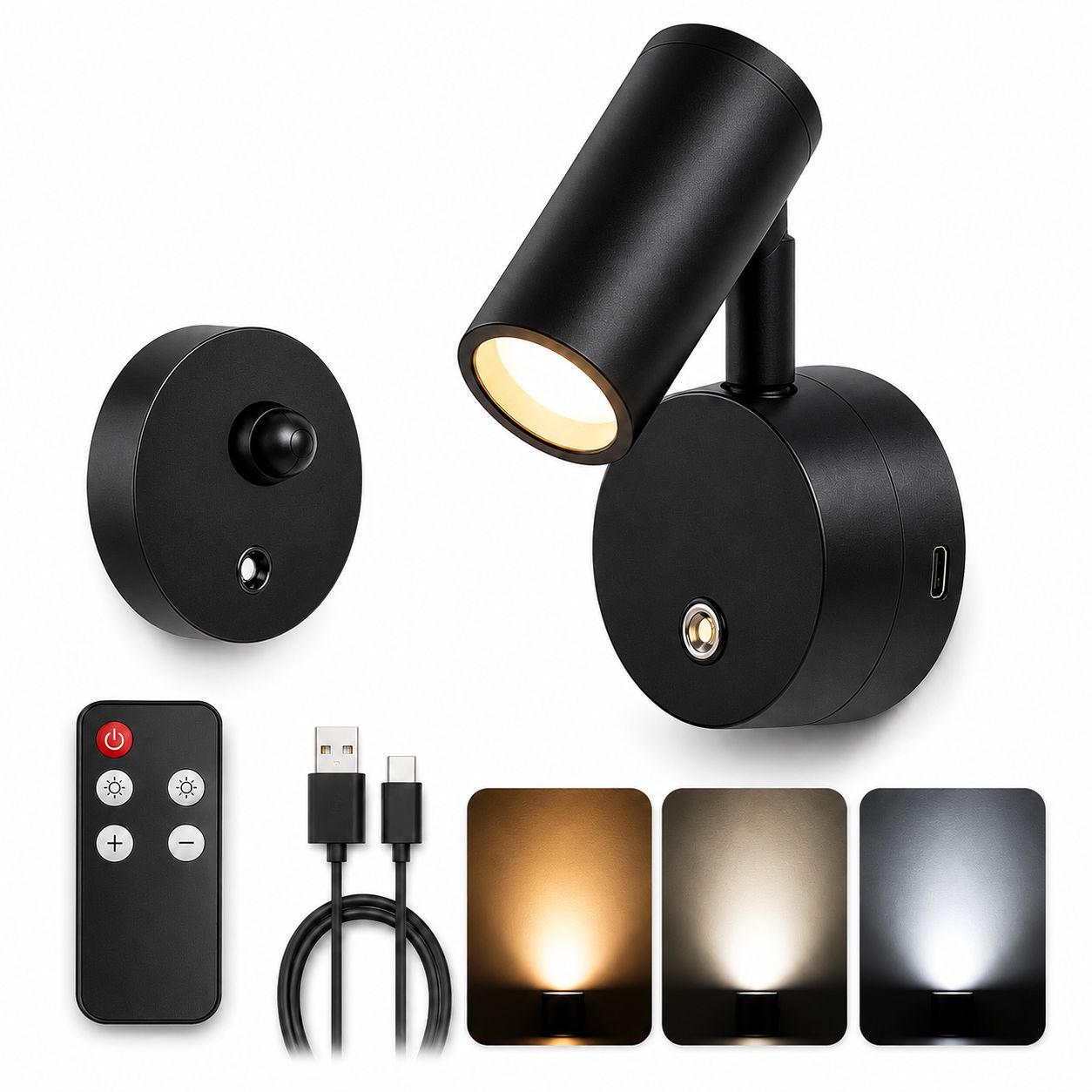 Lámpara de Pared LED con Interruptor Táctil Magnético Inalámbrico para Uso Nocturno